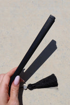 Eclipse bamboo hand fan in Black, fourth view
