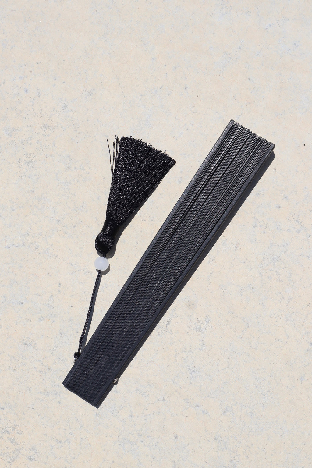 Eclipse bamboo hand fan in Black, second view