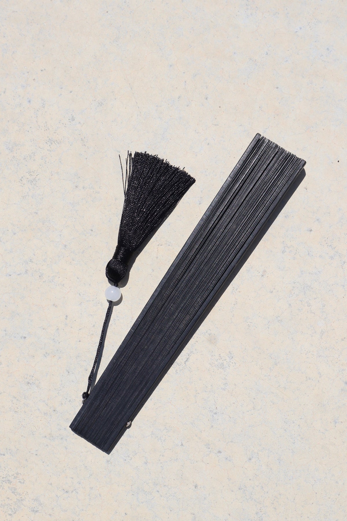 Eclipse bamboo hand fan in Black, second view